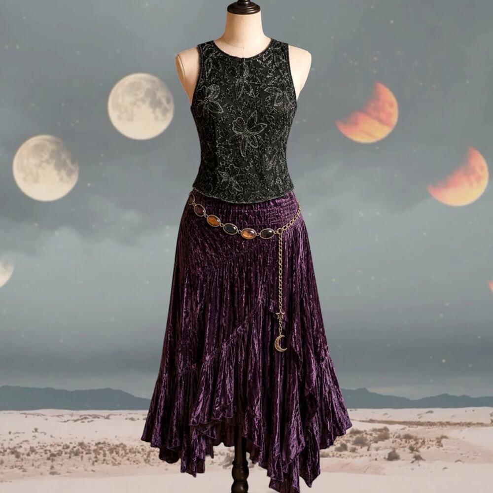 90s Black Silk Beaded Top • Lawrence Kazar Floral Evening Tank